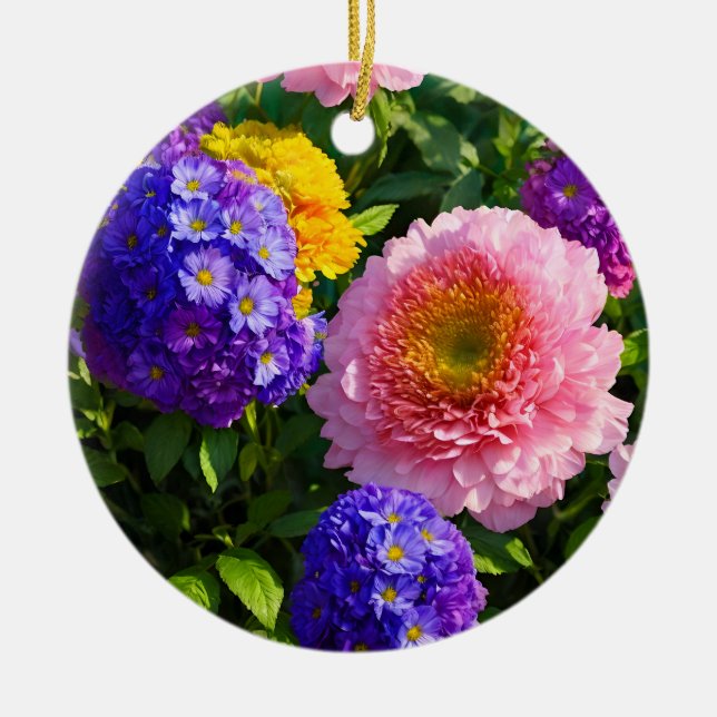 Mix of Flowers Ceramic Ornament (Front)