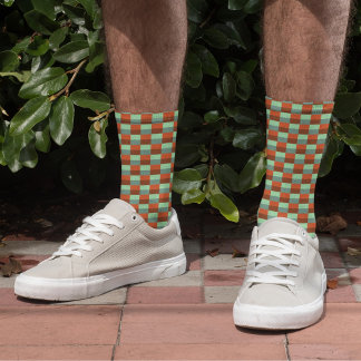 Mix of Green and Red Color Blocks Socks