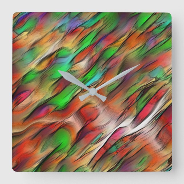 Mix of opaque and chrome coloured spots square wall clock (Front)