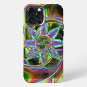 Mix of rainbow to colourful acrylic or neon flower iPhone 13 pro max case