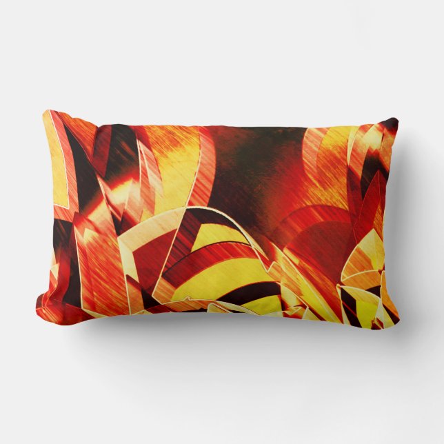 Mix of yellowing with dark red, strong streaked lumbar pillow (Front)