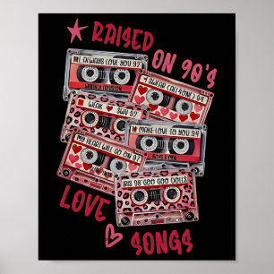 Mix Tape Love Songs 90's Music Cette Valentine Ret Poster
