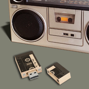 Mix Tape Personalized Black Wood USB Flash Drive