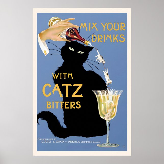 Mix Your Drinks with Catz Bitters Vintage Poster (Front)