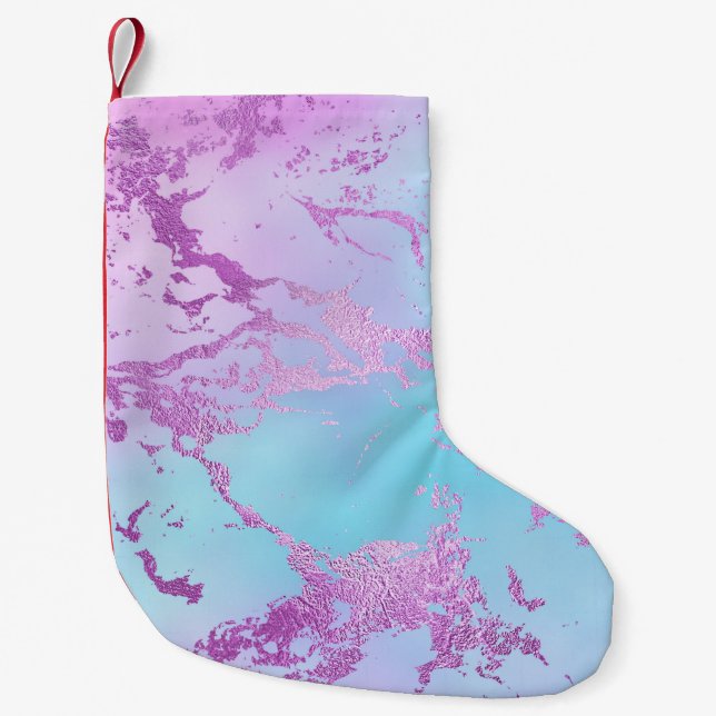 Mixed Abstract Watercolor Sparkle Print Pattern Small Christmas Stocking (Front)