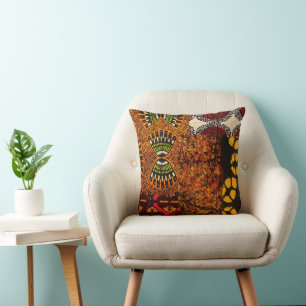 Mixed African Graphic Print Throw Pillow