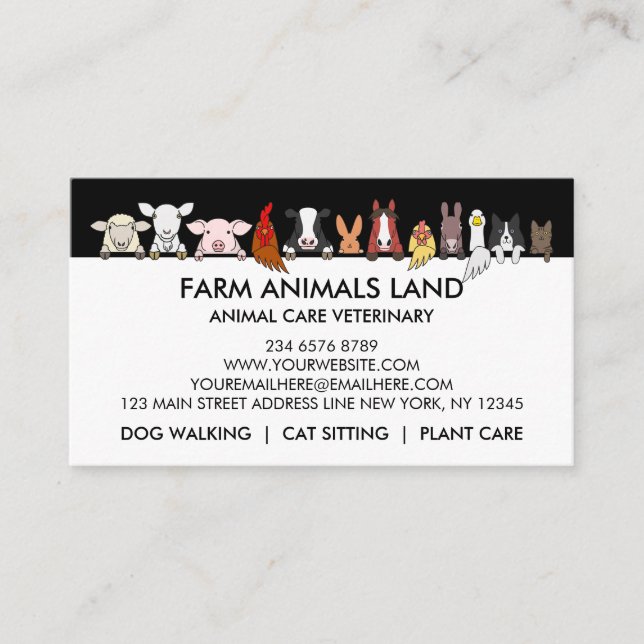 Mixed Animal Clinic Calling Card (Front)