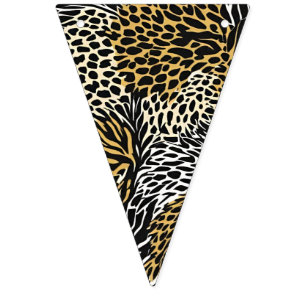 Mixed Animal Print Zebra Leopard Tiger Mixed Print Bunting Flags