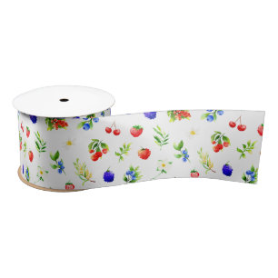 Mixed Berries Pattern Satin Ribbon