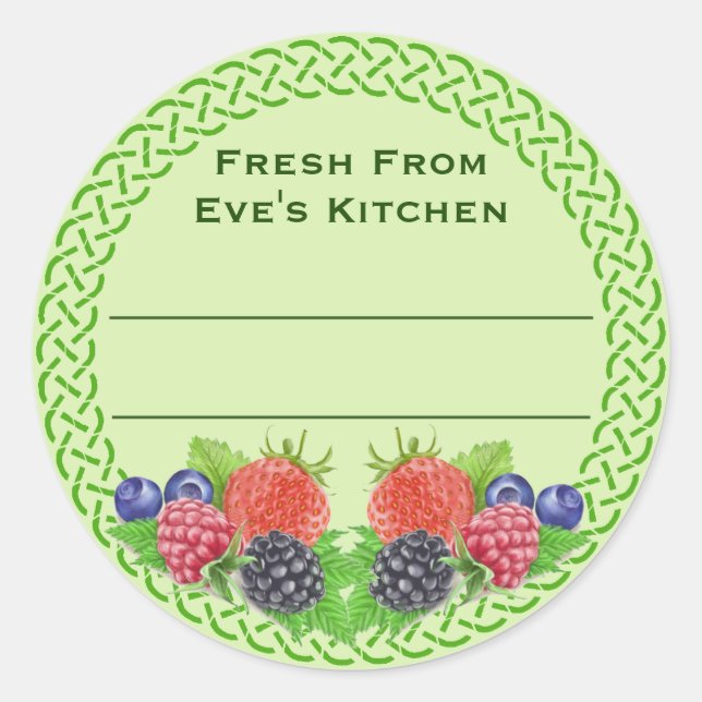 Mixed Berries with Celtic Round Canning Classic Round Sticker (Front)