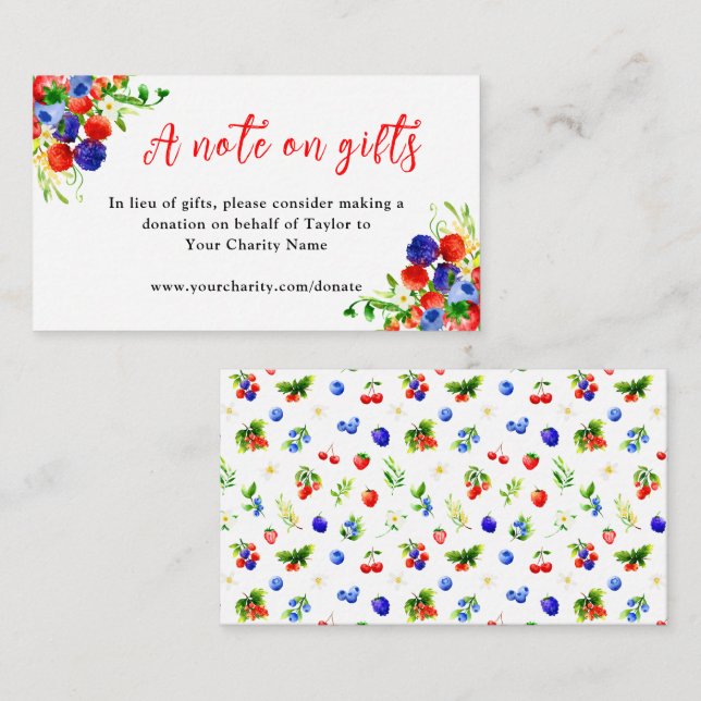 Mixed Berries with Foliage Birthday A Note On Gift Enclosure Card (Front/Back)
