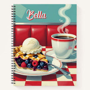 Mixed Berry Pie, Ice Cream and Coffee Personalized Notebook
