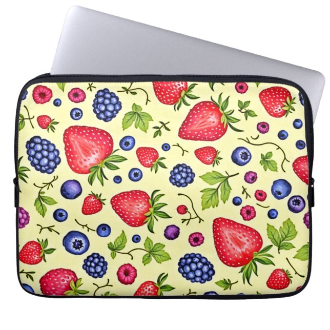 Mixed Berry Seamless Pattern Laptop Sleeve (Front)