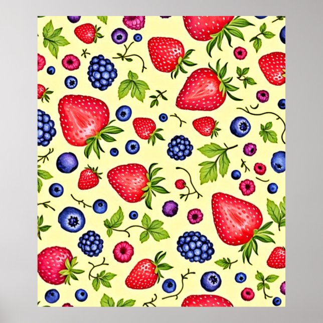 Mixed Berry Seamless Pattern Poster (Front)