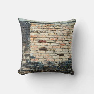 Mixed brick wall texture background. Vintage effec Throw Pillow