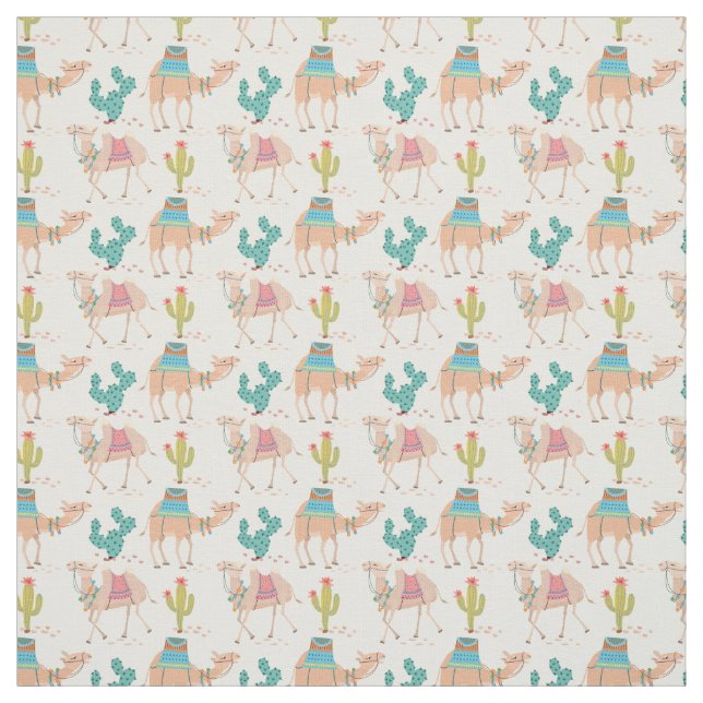 Mixed cactus and camel pattern fabric (Swatch)