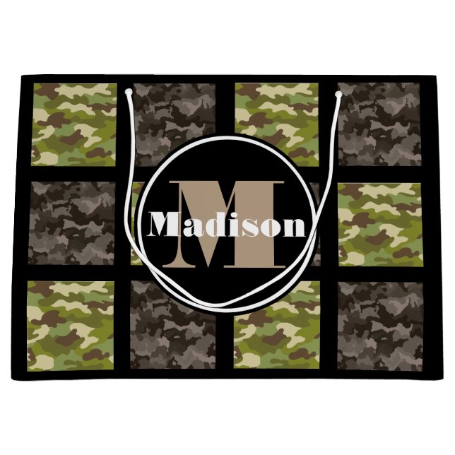 Mixed Camouflage w/Personalization Large Gift Bag (Front)