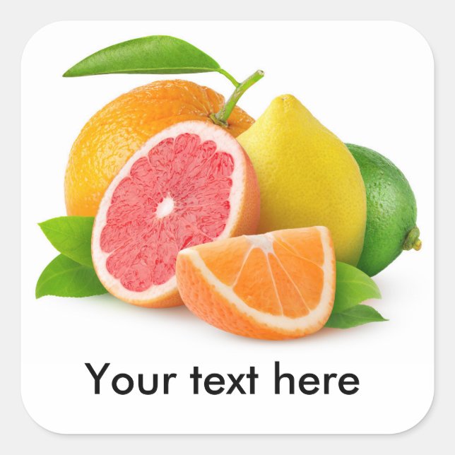 Mixed citrus fruits square sticker (Front)