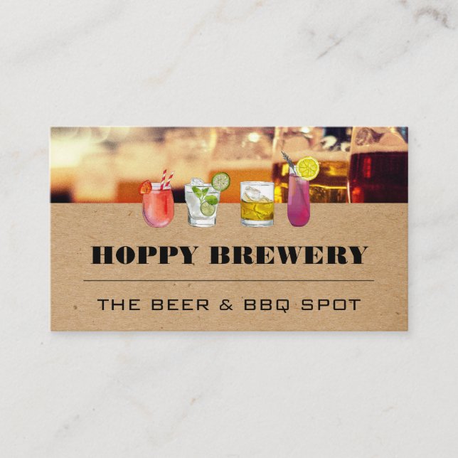 Mixed Cocktail Drinks | Brewery Business Card (Front)