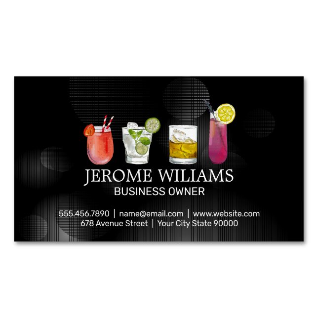 Mixed Cocktail Drinks | Mixology Bartend Magnetic Business Card (Front)