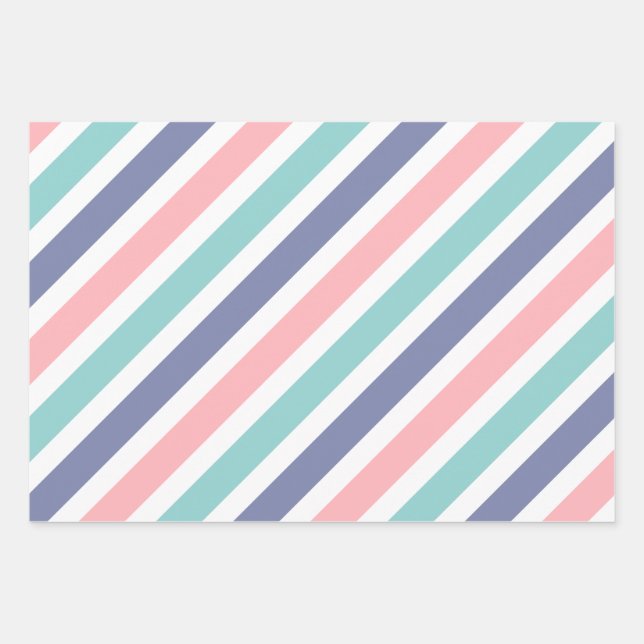 Mixed Colorful Stripes Pattern Wrapping Paper Sheet (Front)