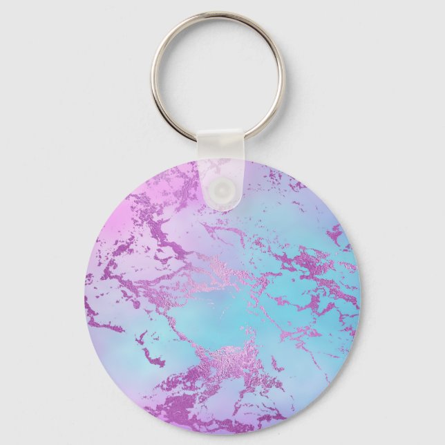 Mixed Colour Abstract Watercolor Print Pattern Keychain (Front)