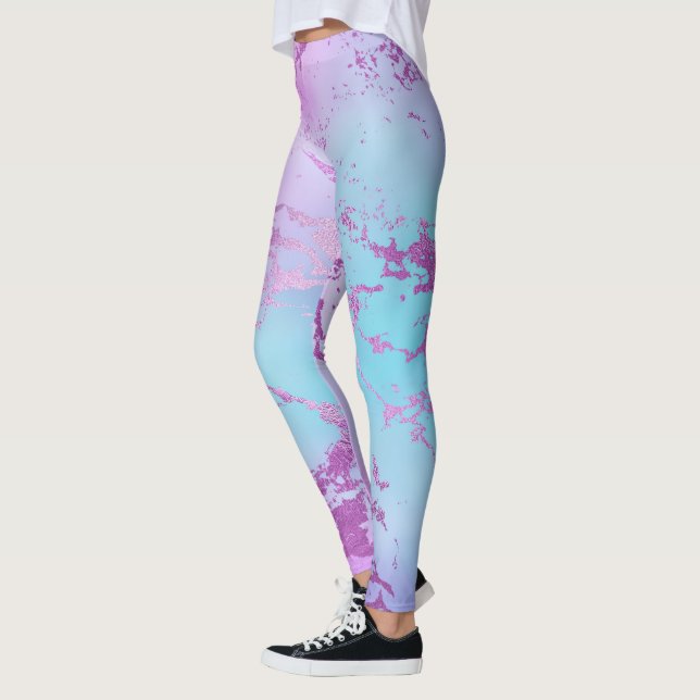 Mixed Colour Abstract Watercolor Print Pattern Leggings (Left)