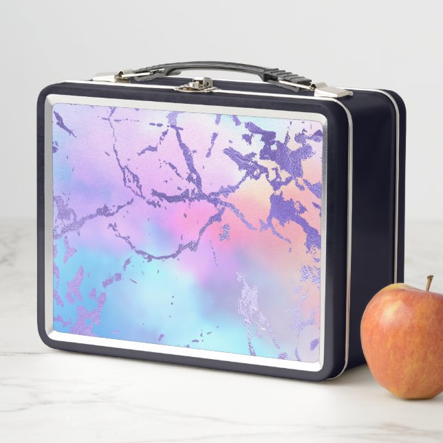 Mixed Colour Abstract Watercolor Print Pattern Metal Lunch Box (In Situ)