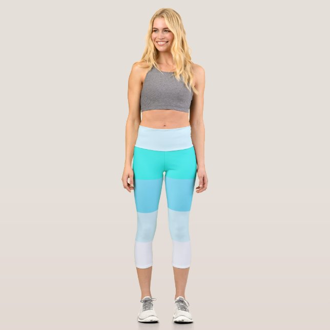 Mixed Colour Stripe Capri Leggings (Front)