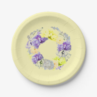 Mixed Colours Floral Wreath Paper Plates