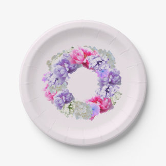 Mixed Colours Floral Wreath Paper Plates