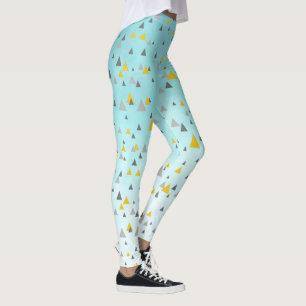 Mixed Colours Modern Triangle & Blue Ombre Leggings