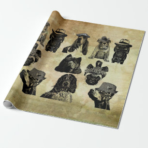 mixed dog breed pet portraits original collage art wrapping paper