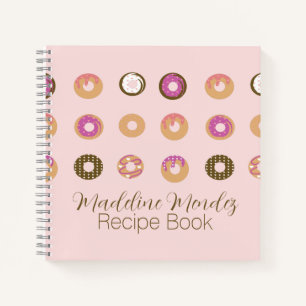 Mixed Doughnuts Pink Food Recipe Notebook