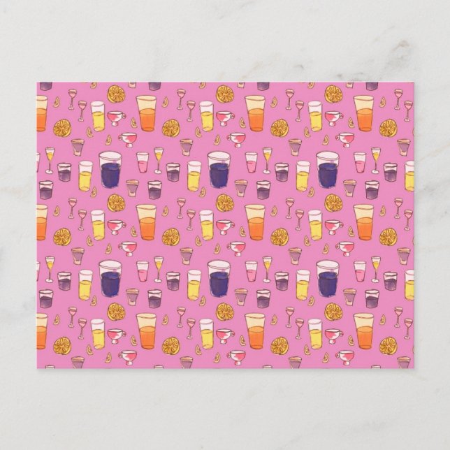 Mixed Drinks Pink Postcard (Front)