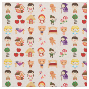 Mixed Fairy Tales on Pastel Pink and Polka Dots Fabric