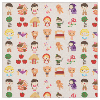 Mixed Fairy Tales on Pastel Pink and Polka Dots Fabric