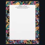 Mixed Fall Floral Leaves Berry Watercolor Pattern Letterhead<br><div class="desc">This artsy and modern autumn pattern is perfect for the winter months. It features hand-painted burgundy red, burgundy purple, mustard yellow, chestnut brown, teal green forest green, and navy blue flowers and leaves bouquet pattern on top of a simple black background. It's artistic, trendy, country, and warm; the perfect design...</div>
