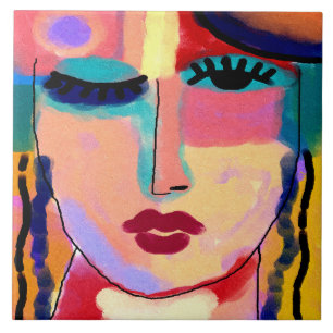 Mixed Feelings Abstract Digital Painting  Tile