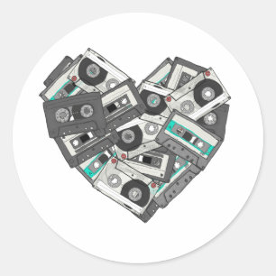 Mixed Feelings Cassette Tape Heart Classic Round Sticker