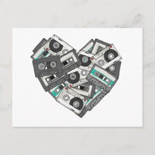 Mixed Feelings Cassette Tape Heart Postcard