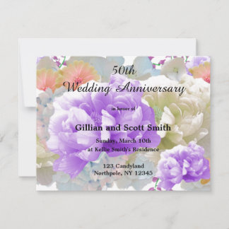 Mixed Floral 50th Wedding Anniversary Invitation