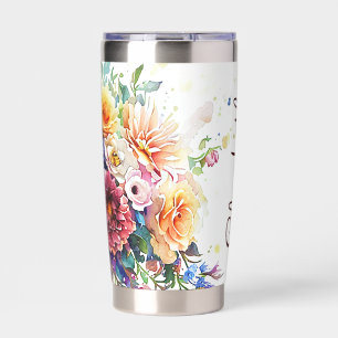 Mixed floral bouquet personalized insulated tumbler