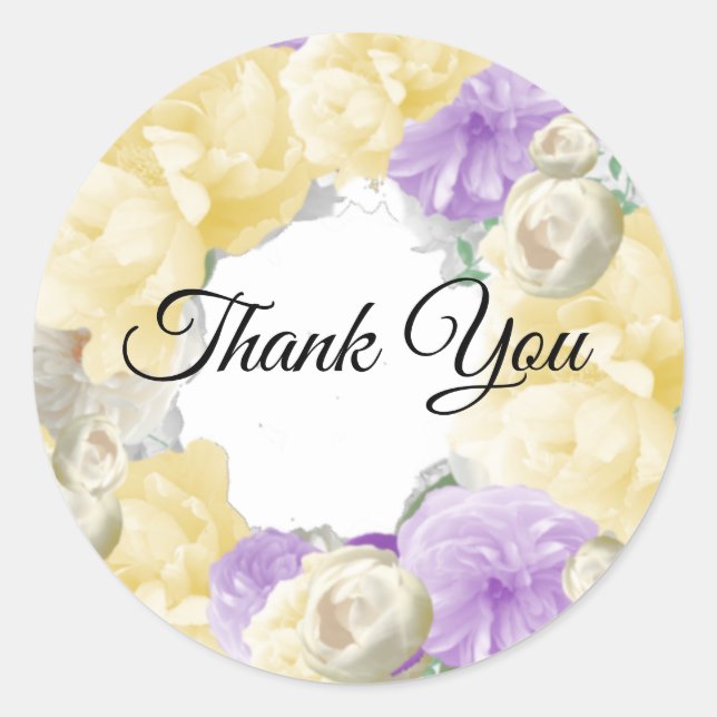 Mixed Floral Bouquet Thank You Sticker (Front)