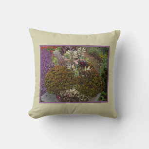 MIXED FLORAL DESIGN/EARTH TONES/DIG.EFFECTS THROW PILLOW