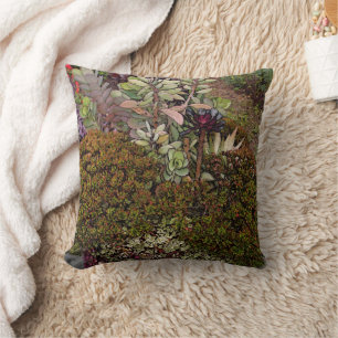 MIXED FLORAL DESIGN/EARTH TONES/DIG.EFFECTS THROW PILLOW