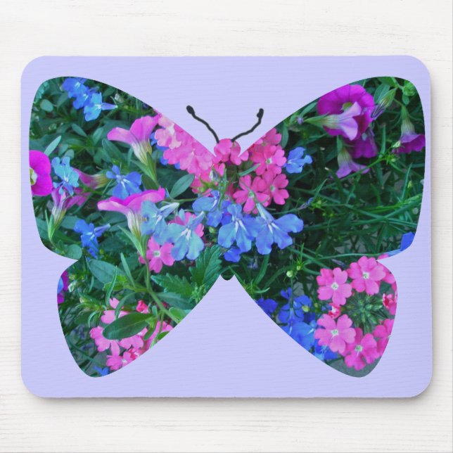 Mixed Flowers Butterfly Mousepad (Front)