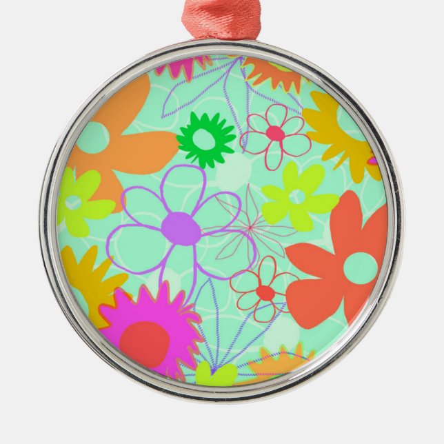 Mixed Flowers Metal Ornament (Front)
