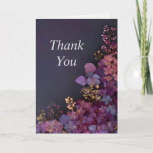 Mixed Flowers on Black Thank You Card