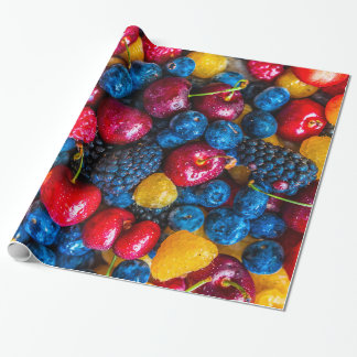 Mixed Fresh Fruits and Berries Wrapping Paper